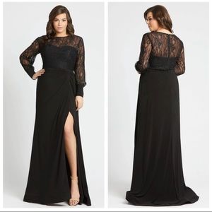 NWT Mac Duggal Dress 67143 Sequin Lace Black Beaded Gown Evening Prom Dress